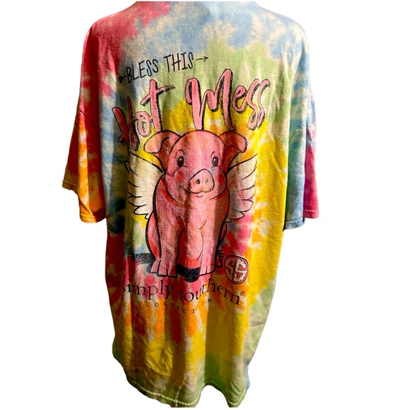 Tie-Dye pastel Simply Southern “Bless this hot mess” t-shirt. XL - Picture 3 of 4